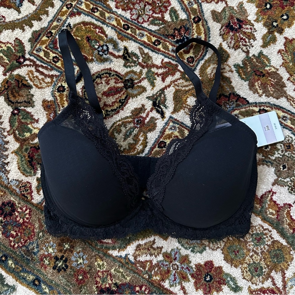 Natori Feathers Plunge T-Shirt Bra Black 32D New